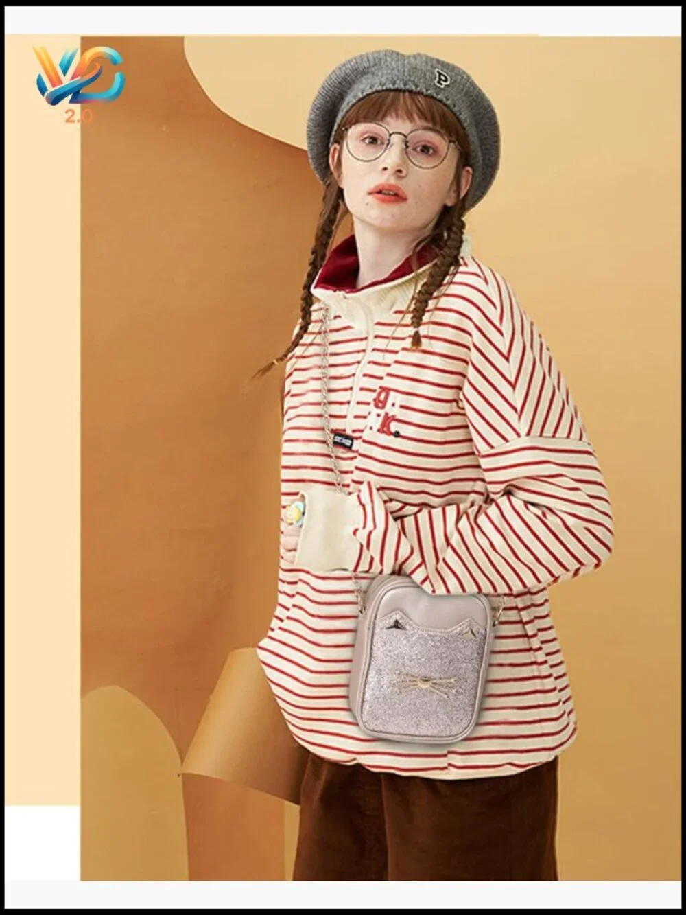 Kawaii Cat Purse Crossbody Bag for Girls Teens Kids, Vegan Leather, Fits Phone